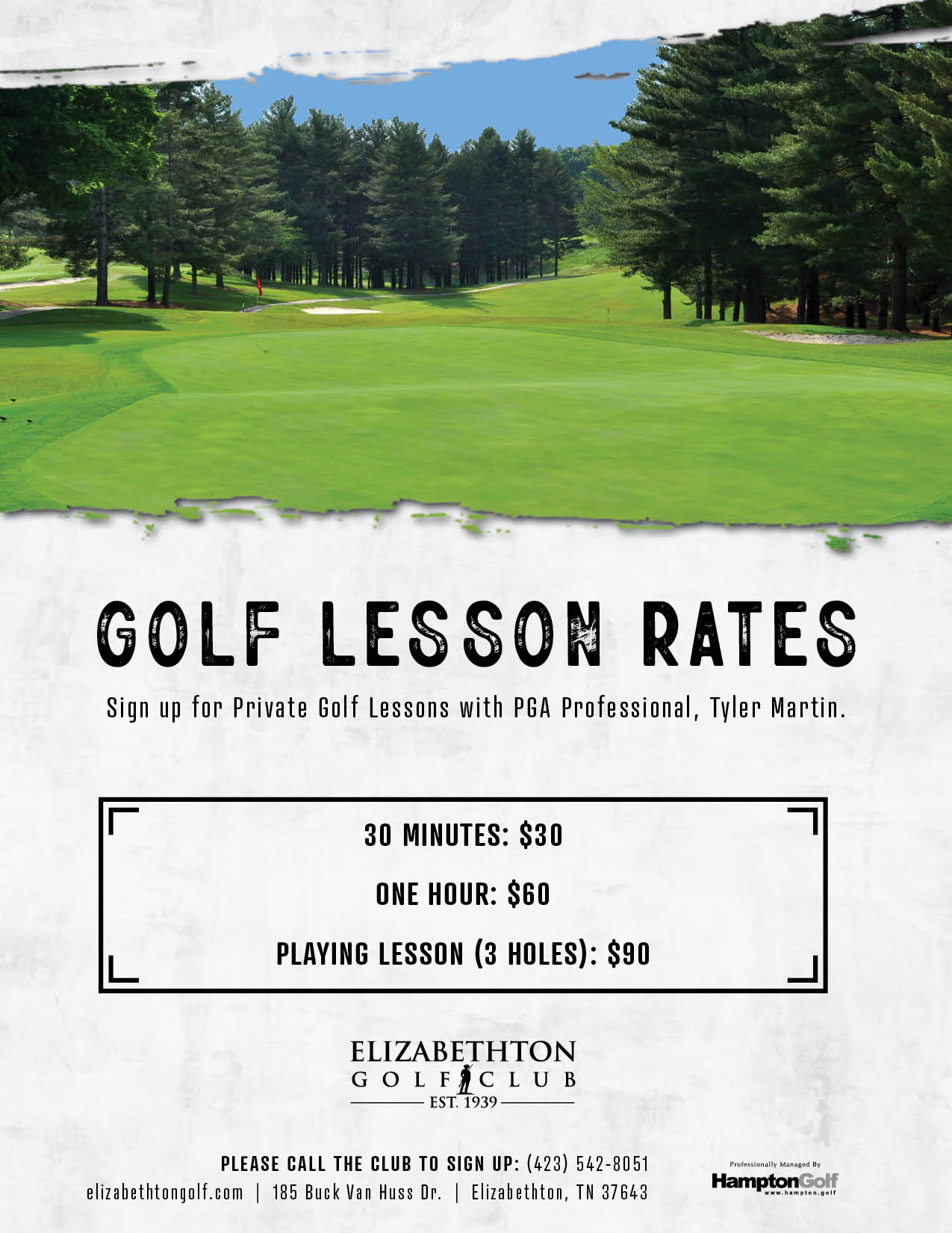 EGC Golf Shop Golf Lesson Rates 2023 EMAIL